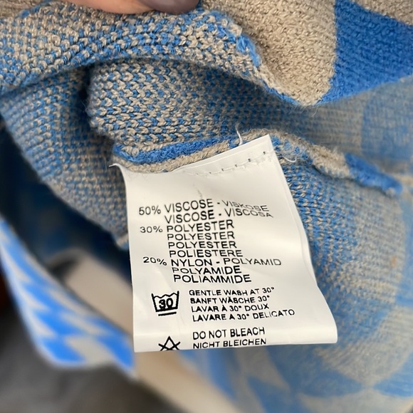 Cardigan, chessboard pattern, small, Caterina, blue, tan, beige, brand new - Picture 4 of 6